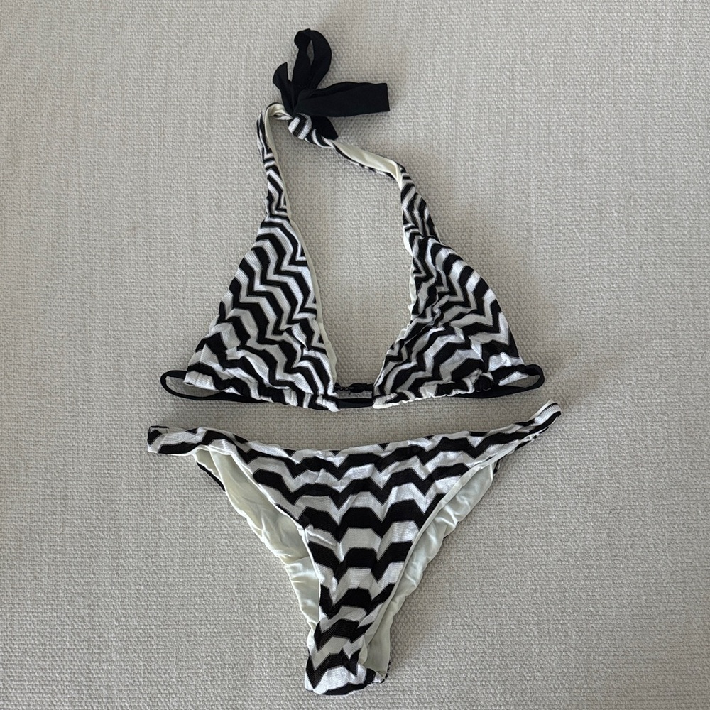 Missoni Black and White Chevron Bikini Set